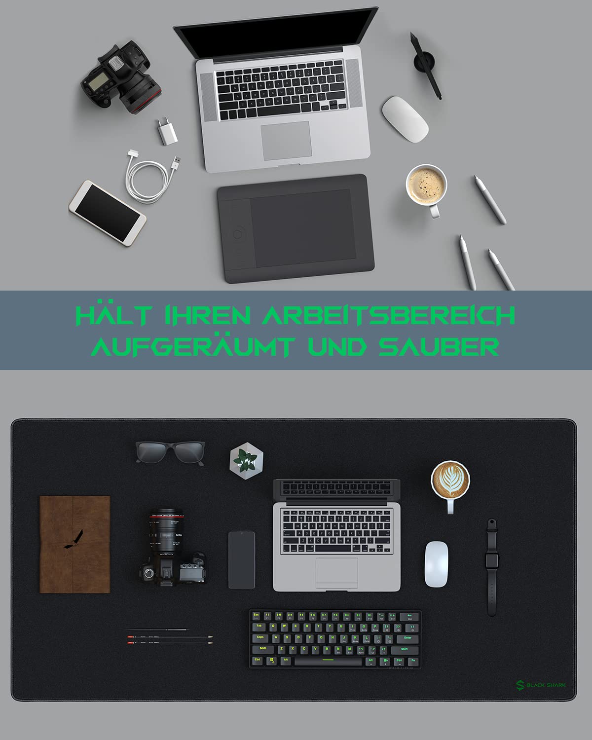 Black Shark Gaming Mauspad XXL 1200 x 600 mm Übergröße groß Mousepad XXL mit wasserdichter Oberfläche Mouse Pad mit Rutschfester Gummiunterseite Gaming Zubehör Manta P4 6