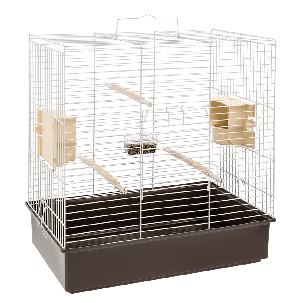 Ferplast Bird Cage Sonia Large Cage for Birds, Parakeets, Parrotlets, Cockatiels, Parrots, Metal, Accessories Included Rotating Feeders Perches, 61.5 x 40 x h 65cm.