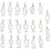 SUNNYCLUE 1 Box 20Pcs Natural Crystal Charms Wire Wrapped Stone Charms Bulk Quartz White Alloy Gemstone Irregularly Gem Stones Pendants for Jewelry Making Necklace Bracelet Earring Supplies DIY Craft
