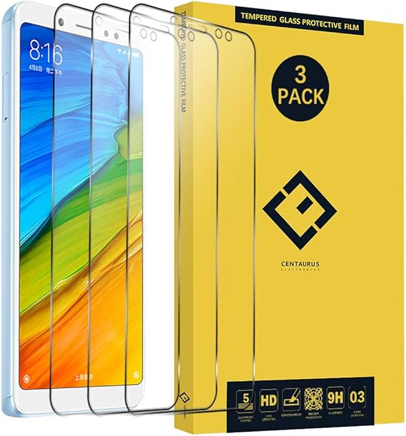Amazon.com: Xiaomi Redmi Note 5 Protector de pantalla de cristal, 3 paquetes, ultra fino, dureza 9H, a prueba de golpes, seda de impresión antiarañazos, vidrio templado, protector de pantalla para Xiaomi Redmi