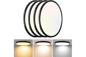 Hlite 4pack 9 Inch Flush Mount LED Ceiling Light Fixture,18W 1800LM Super Slim Light Fixtures Ceiling Mount 3000K/4000K/5000K 3CCT Selectable,Ceiling Light Fixtures for Kitchen,Bedroom (Black)