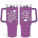 sxmluedn She Believed She Could So She Mastered It Masters Graduation Gifts for Her Him Masters Degree Tumbler Coffee Mug 40oz with Handle and Straw
