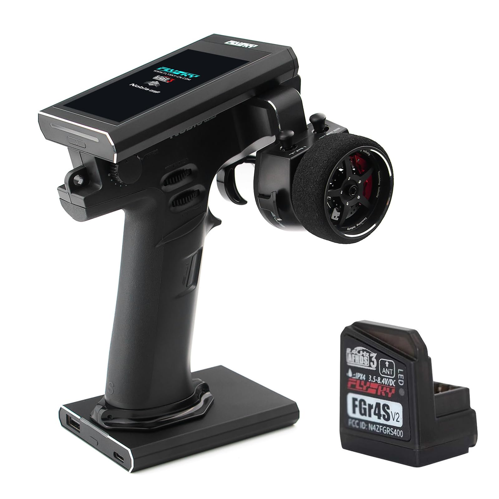 Photo 1 of GoolRC Flysky Noble NB4+ 2.4GHz 8CH Radio Transmitter with FGr4S V2 Receiver, AFHDS 3 Protocol Remote Controller with Receiver for RC Car Boat