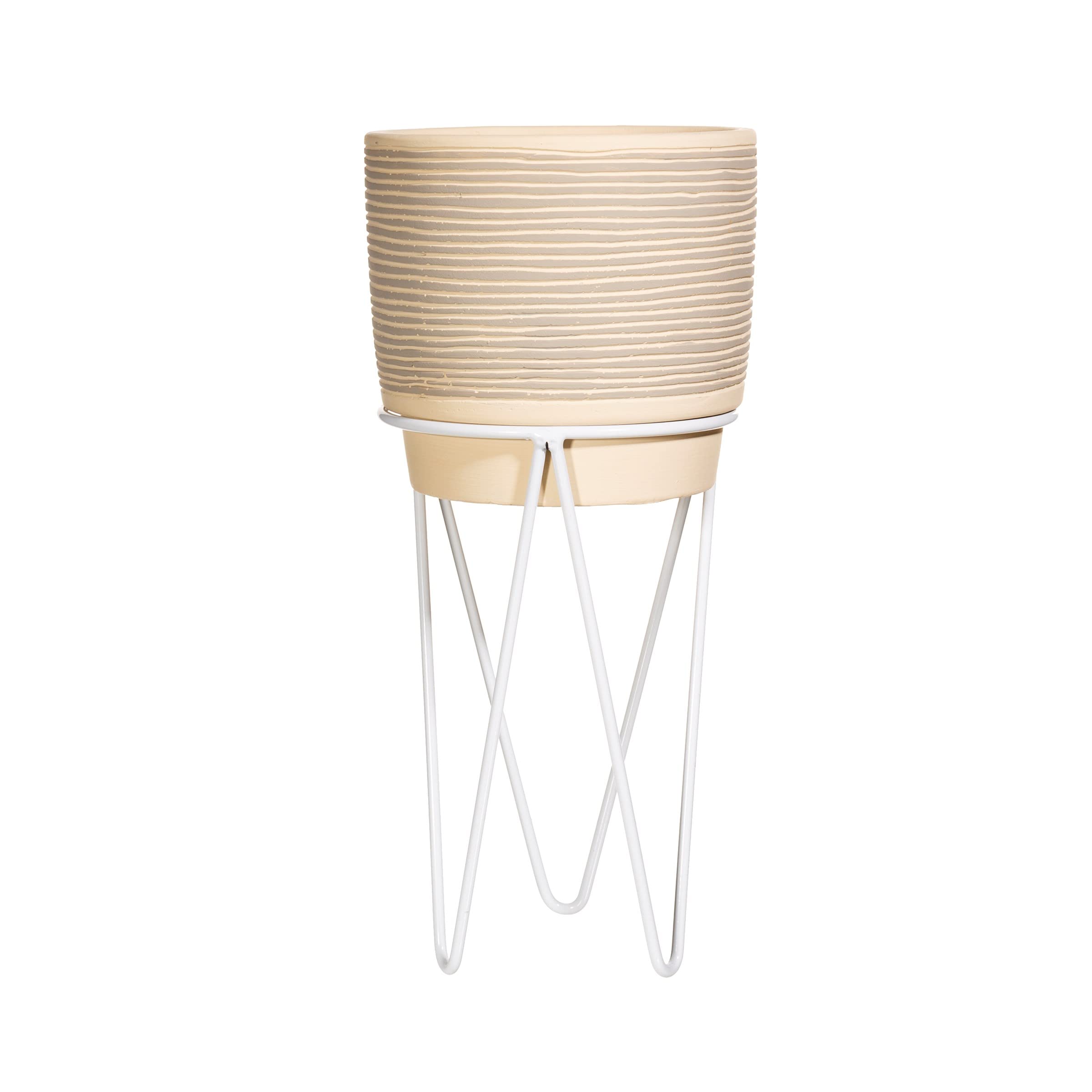 Sass & Belle Grey Striped Planter With Wire Stand