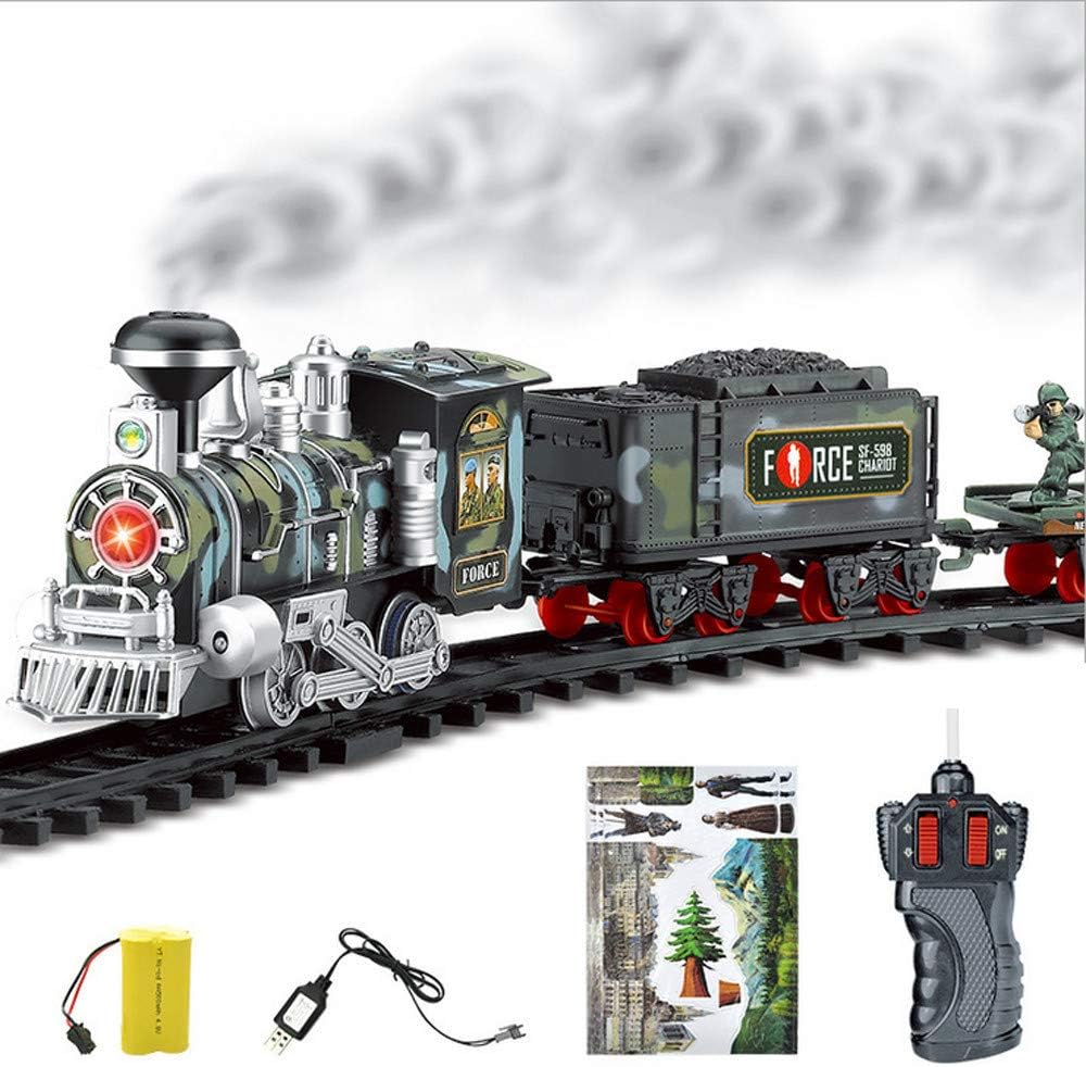 Train Christmas Electric Train Set with Full Circle Train Track, Locomotive, and Spinning Christmas Tree Toy - Train Sound