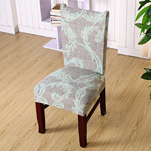 SoulFeel 6 x Soft Spandex Fit Stretch Short Dining Room Chair Covers with Printed Pattern, Banquet Chair Seat Protector Slipcover for Home Party Hotel Wedding Ceremony (Style 25)