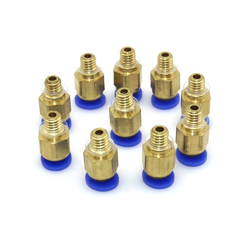 DollaTek 10pcs PC4-M6 Straight Fitting 4mm thread M6 Connector for 3D Printer