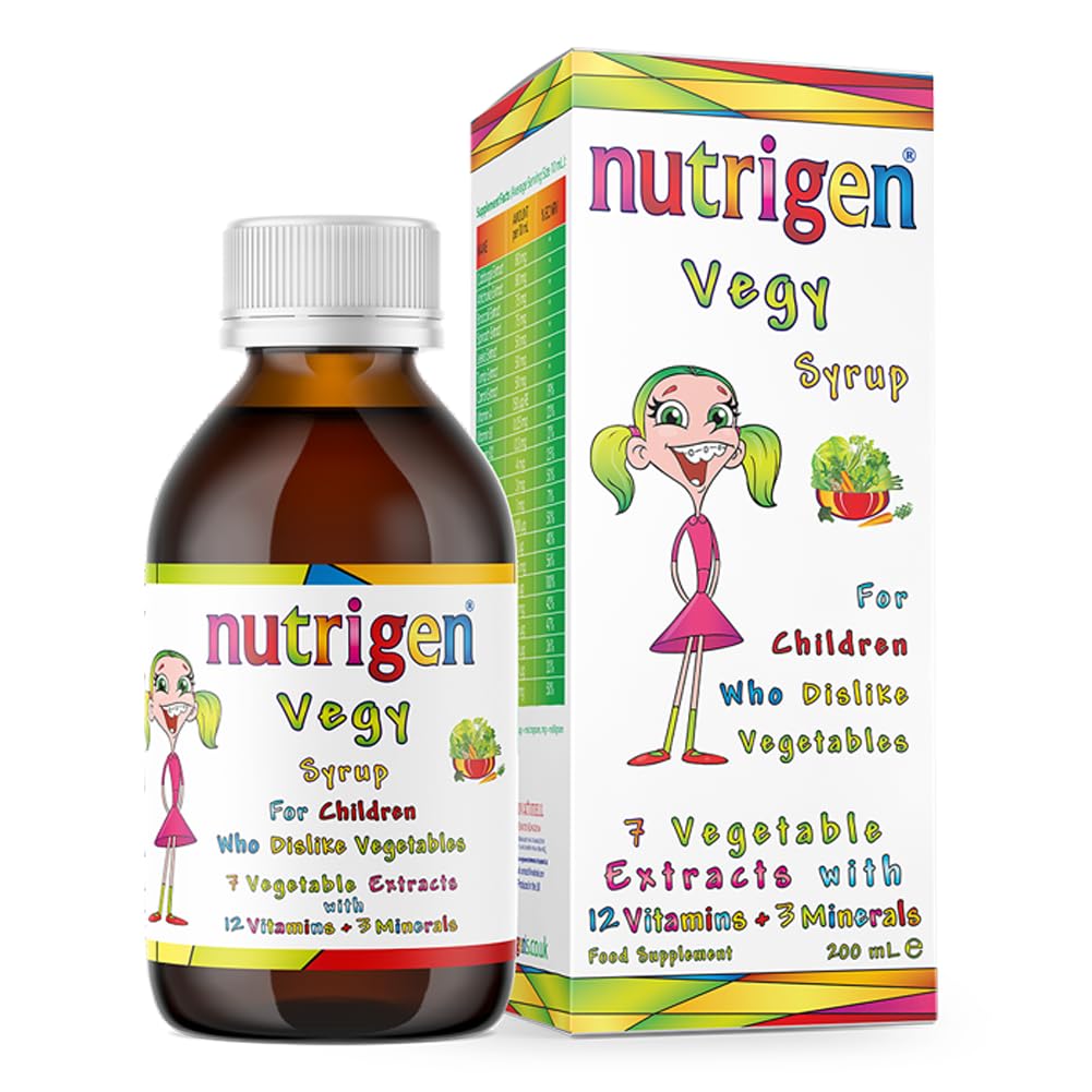 Nutrigen Vegy Syrup 200 mL - Vitamins, Minerals, and 7 Vegetable Extracts in Pomegranate Juice