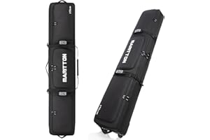 MARITTON Double Rolling Ski Bag with Wheels, Padded Ski Bag for Air Travel to Hold 2 Pairs of Skis up to 175 or 190 cm.