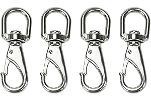 Woogim 4 PCS M4 Swivel Eye Snap Hook,Stainless Steel Heavy Duty Flag Pole Clips for Dog leashes, Keychains, Boat Anchor Ropes,Pet Chains