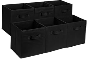 �鶹�� Basics Collapsible Fabric Storage Bins, Cube Organizer with Handles, 13 x 13 x 13 Inch, Black - Pack of 6