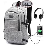 Laptop Backpack for boys & Men & Women,Anti Theft Waterproof School Bookbag with USB Charging Port for College Student for Teen Girls,Travel Business Backpack Fits Under 15.6-Inch Laptop Notebook,Grey