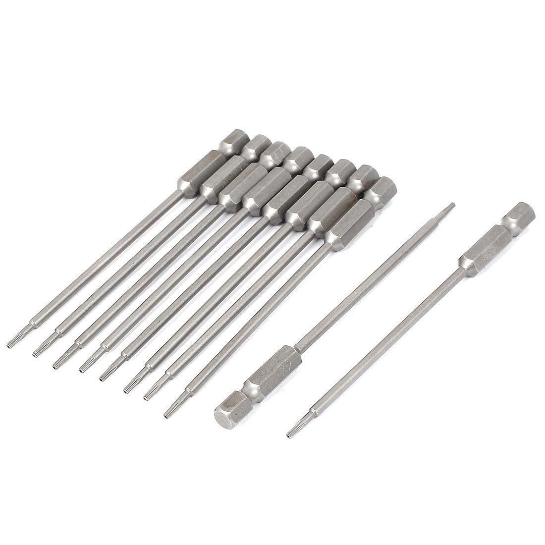 uxcell 100mm Length 1/4" Hex Shank Hollow Magnetic T6 Torx Security Screwdriver Bits 10 Pcs