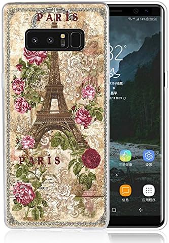 Note 8 Case Vintage British royal court Rose and Paris, LAACO Scratch Resistant TPU Gel Rubber Soft Skin Silicone Protective Case Cover for Samsung Galaxy Note 8