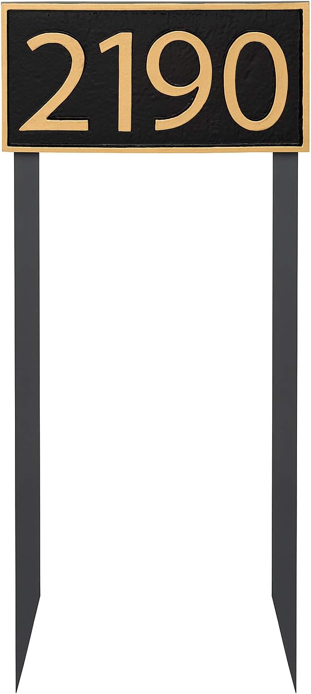 Address Signs - 16 Color Options, Address Number Store, Powder Coated Rectangle Economy Series Address Plaque with Lawn Stakes, Modern Font, Holds up to 4 Characters