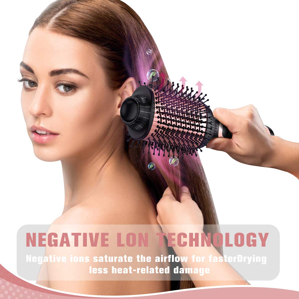 Hot Air Brush, JOMARTO Hair Dryer & Volumizer, Hair Dryer Brush, 3 in 1 Salon Hair Drying Styling Tool, Electric Blow Dryer for Straight, Curly and Wet Hair (Rose Gold) : Beauty