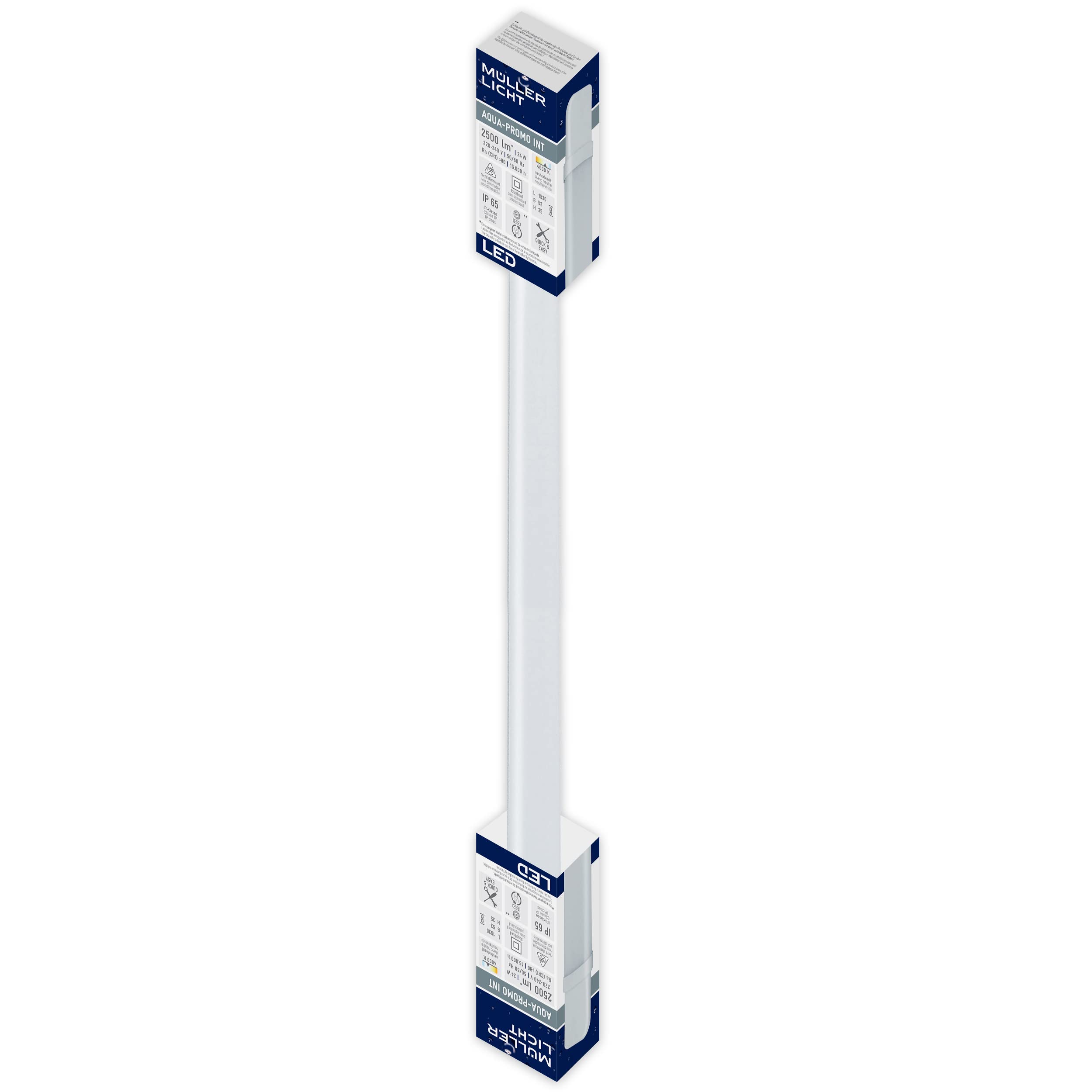 Müller-Licht LED-Wet Room Light 150 cm for Maximum Light Comfort - Beautiful Neutral White Light (4000 K) for Optimal Work Lighting - Integrated LED - IP65 - White