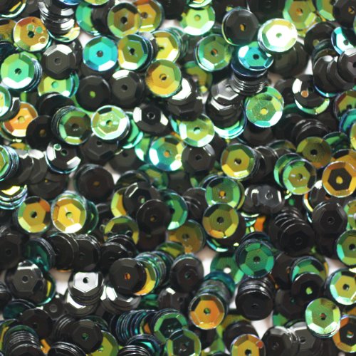 6mm CUP SEQUINS Facet PAILLETTES ~ GREEN JUNGLE Premium Rainbow Metallic ~ Loose paillette sequins for embroidery, applique, arts, crafts, bridal wear and embellishment. Made in USA