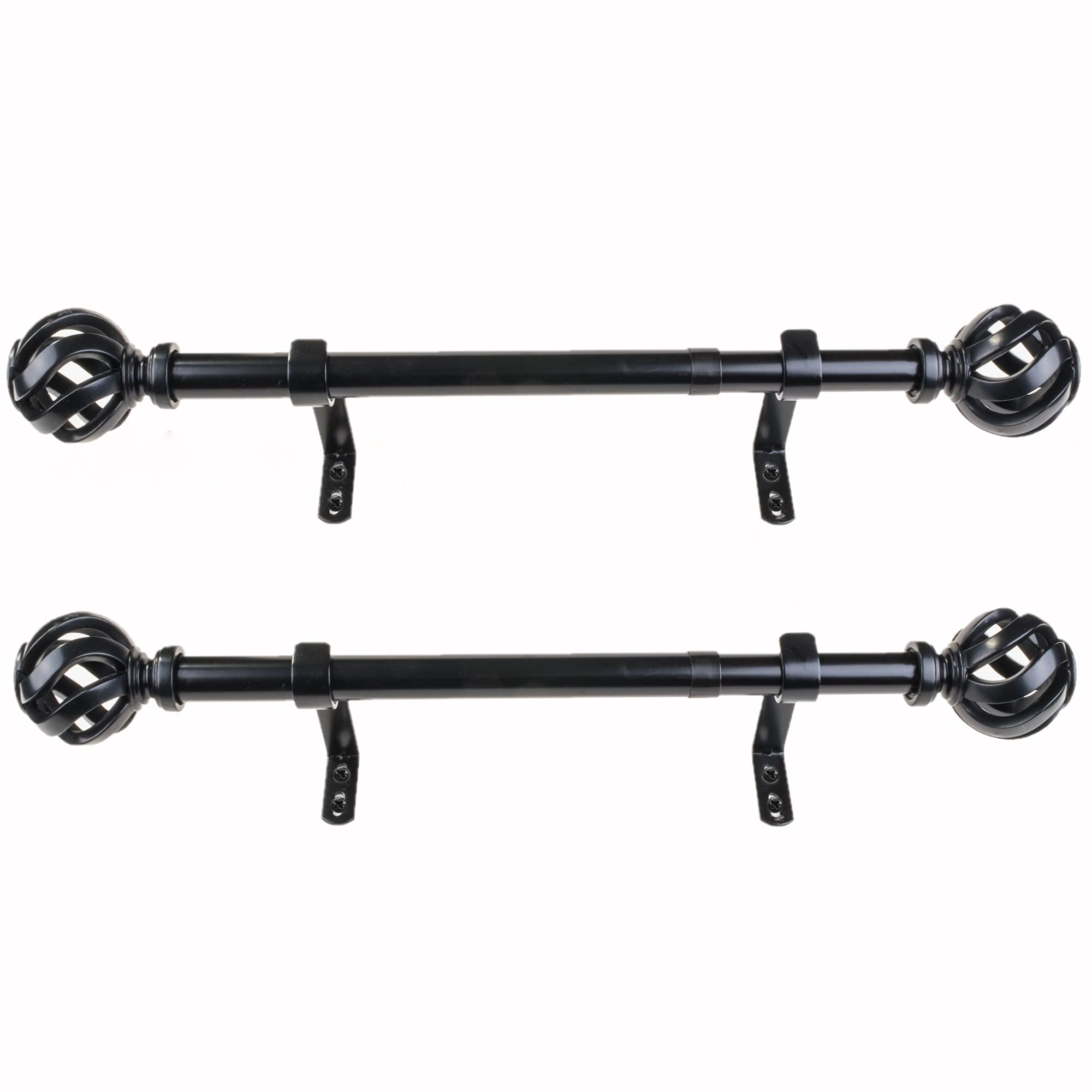 Decopolitan Curtain Rod, Black, 12 to 20 Inches