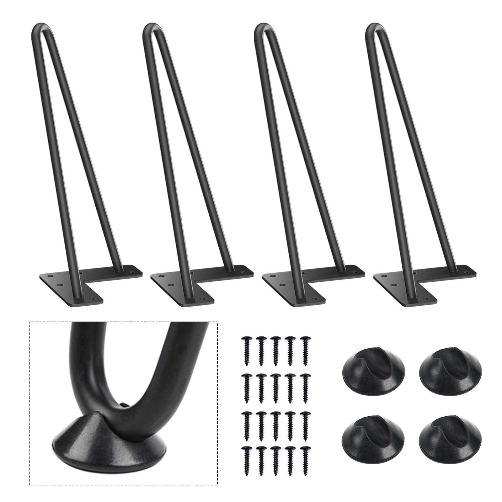 Photo 1 of SMARTSTANDARD 11 Inch Heavy Duty Hairpin Furniture Legs, Metal Home DIY Projects for TV Stand, Sofa, Dresser with Rubber Floor Protectors Black 4PCS