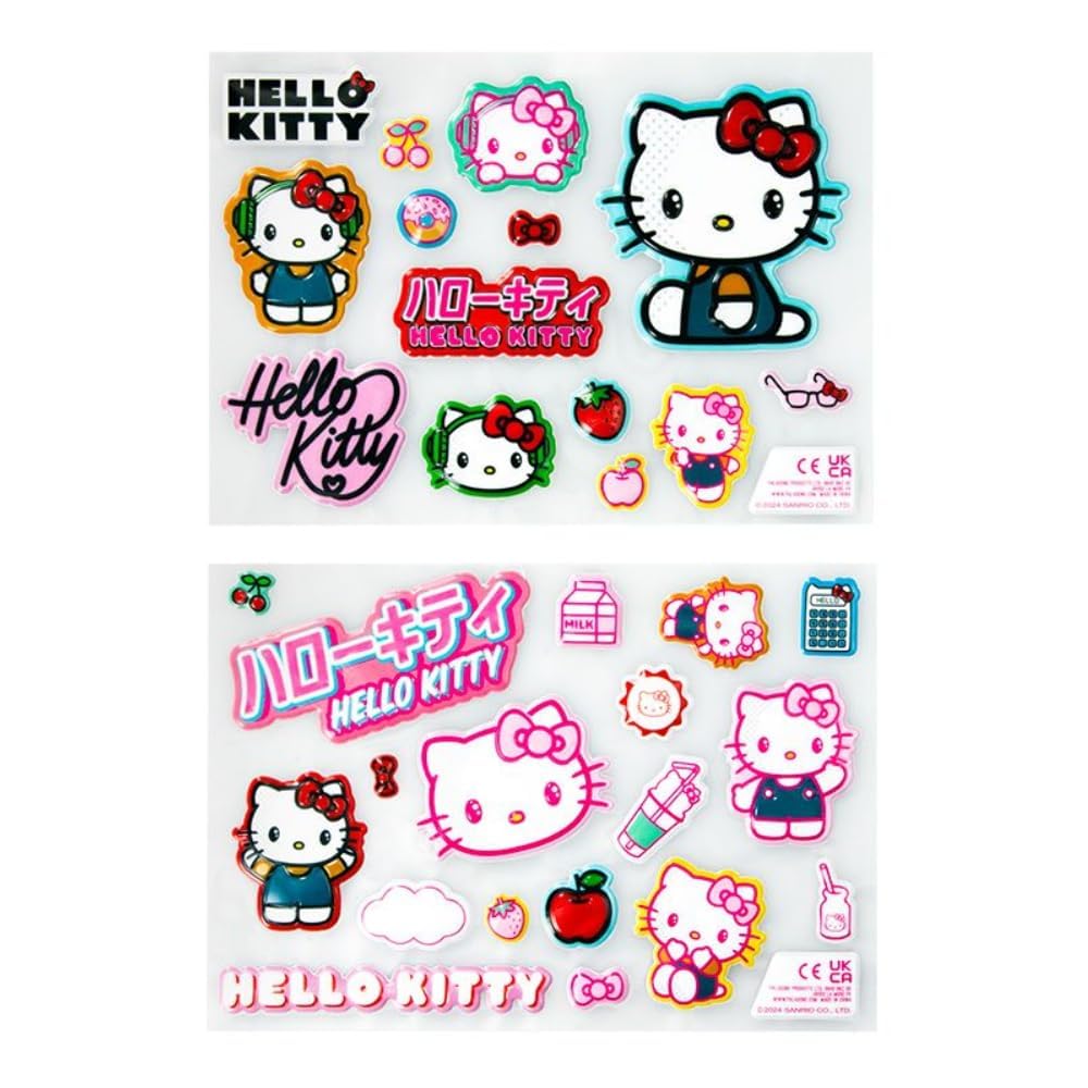 Hello Kitty Official Licensed Puffy Gadget Decals Includes 32 3D Anime Cartoon Cat Stickers, Gift and Accessory Decor for Women and Girls - Paladone