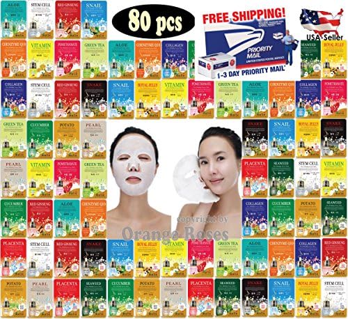[OBS lab] 80 pcs Ultra Hydrating Essence Mask, Korean Facial Mask Sheet ( 5 x 16 Types), Moisturizing Skincare