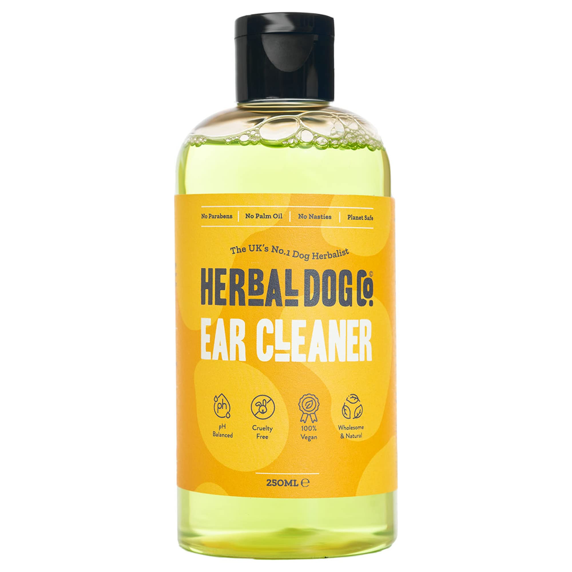 Herbal Dog Co Dog Ear Cleaner, 250ml - Ear Cleaning Solution for Dogs & Puppies - Removes Dirt, Stops Itching - All-Natural, Vegan, Made in UK