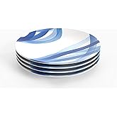 TervisHome Melamine Dinner Plates - Set of 4 | Yao Cheng Azure Collection | Durable Stoneware-like Quality, Dishwasher Safe, Perfect for Indoor and Outdoor Use