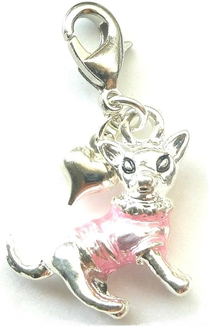 Anaconda-jewels Charm, Chihuahua, 3D-Charm, Emaille Mini Anhänger, 925