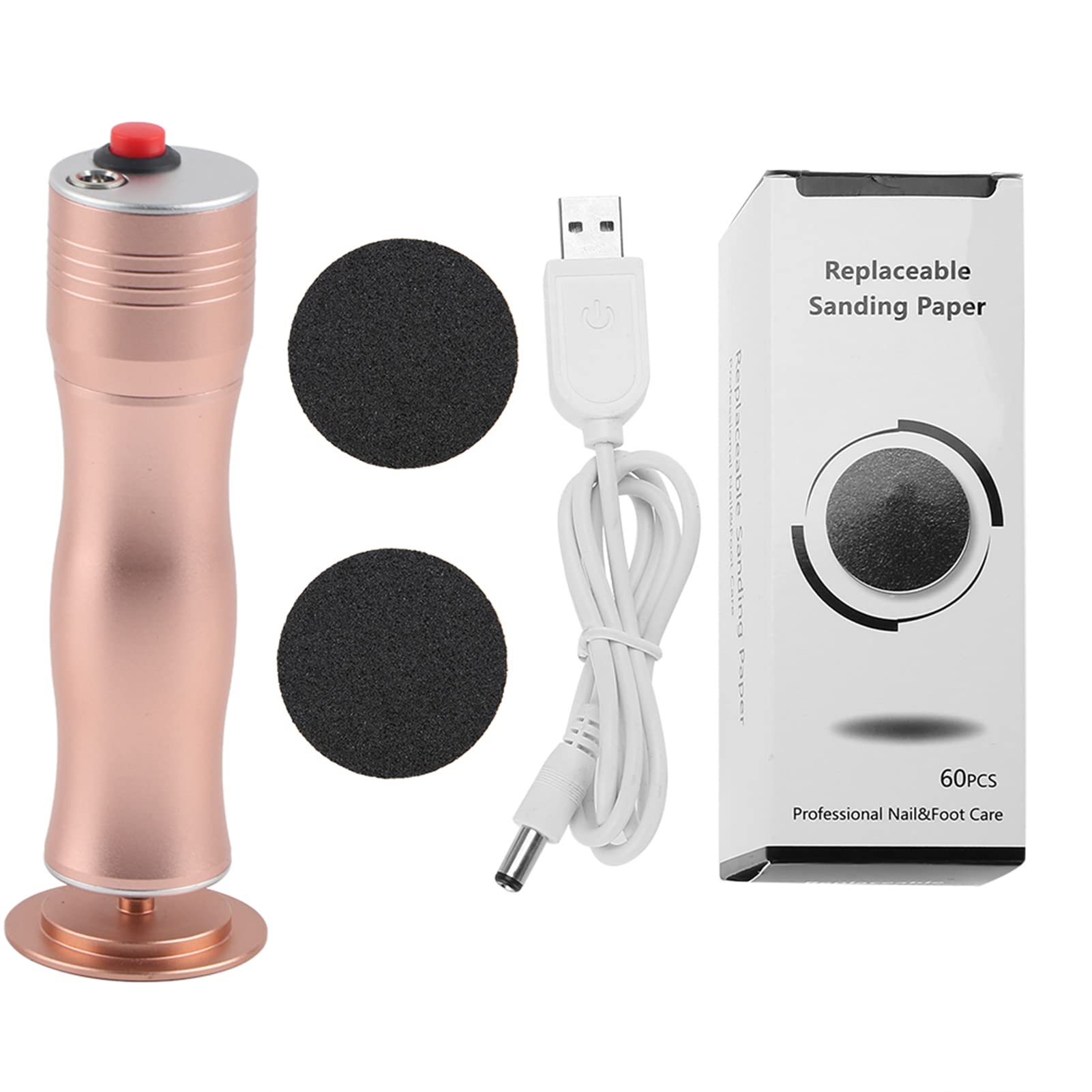 Professional Foot Scrubber, Electric Callus Remover USB Charging Callus Remover Pedicure Care Tool Foot File Hard Skin Remover Electric Foot File Hard Skin Remover(Roségold)