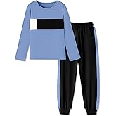 Glaoly Boys Clothes Color Block Round Neck Long Sleeve Sweatshirt and Casual Pants 2Pcs Fall Outfits Clothes for Boys 6-14 Y