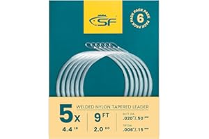 SF Pre-Tied Loop Fly Fishing Tapered Leader Nylon Clear Trout Freshwater Saltwater Bonefish Permit Bass Salmon Steelhead 7.5F