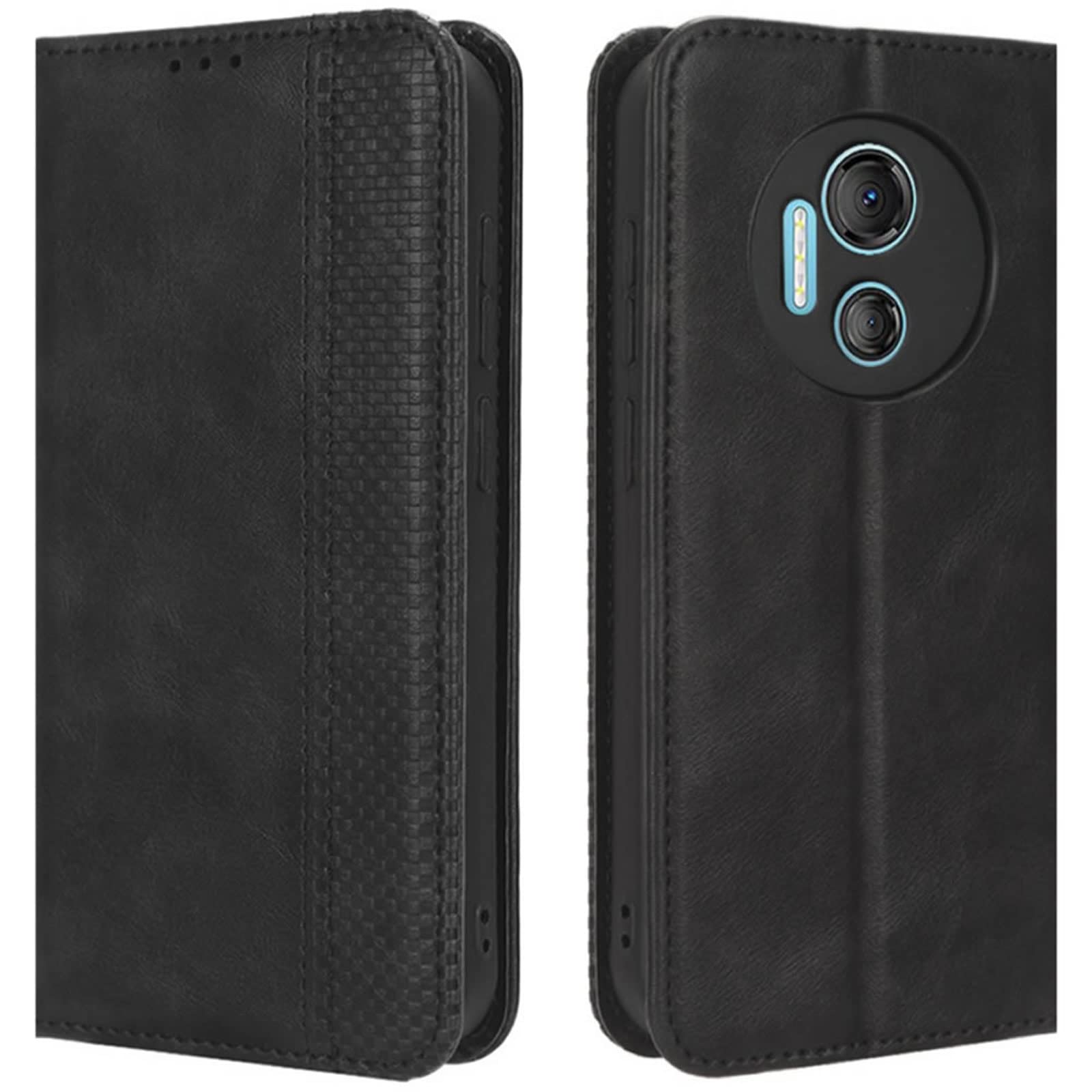 HualuBro Doogee X97 / X97 Pro Case, Retro PU Leather Magnetic Full Body Shockproof Stand Flip Wallet Case Cover with Card Holder for Doogee X97 / Doogee X97 Pro 2022 Phone Case (Black)