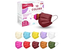 FriCARE Masks Disposable Colorful Individually Wrapped, 4 Ply ASTM Level 3 Face Mask for Adults Women, 100 Pack