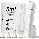 Bikini Trimmer for Women,5 in 1 Waterproof Electric Razors for Women Pubic Facial Nose Body Leg Hair Removal, Anniversary Birthday Christmas gifts for women self care, Stocking Stuffers for Teen Girls