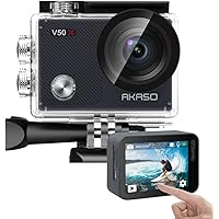 AKASO V50X Native 4K30fps WiFi Action Camera 20MP Ultra HD with Touch Screen EIS Adjustable View Angle 40m Waterproof Underwater Camera Remote Control 4 X Zoom Sports Camera with Mounting Accessories