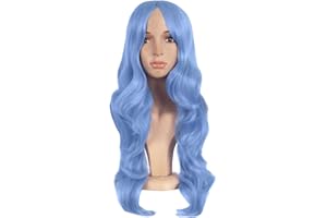 MapofBeauty 24 Inch/60cm Charming Synthetic Long Wavy Side Bangs Women Party Anime Cosplay Wig (Periwinkle)