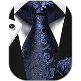 Enlision Mens Ties Solid Color Satin Necktie Ties for men Handkerchief Cufflinks Pocket Squares for Wedding