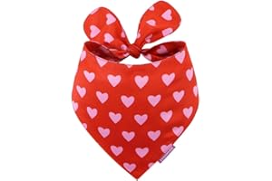 LunaMarie - Luxury Pet Birthday Bandanas -Premium & Silky Poly Fabric | 100% Handmade | Custom Shape Dual Layered (Evie Hearts, Medium)