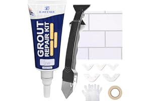 A-HEYIDA Grout Repair Kit - 6.35Oz Grout Filler, Fast Drying Sealer for Bathroom Shower, Kitchen Floor, Restore Tile Joints (Gray, 180g)