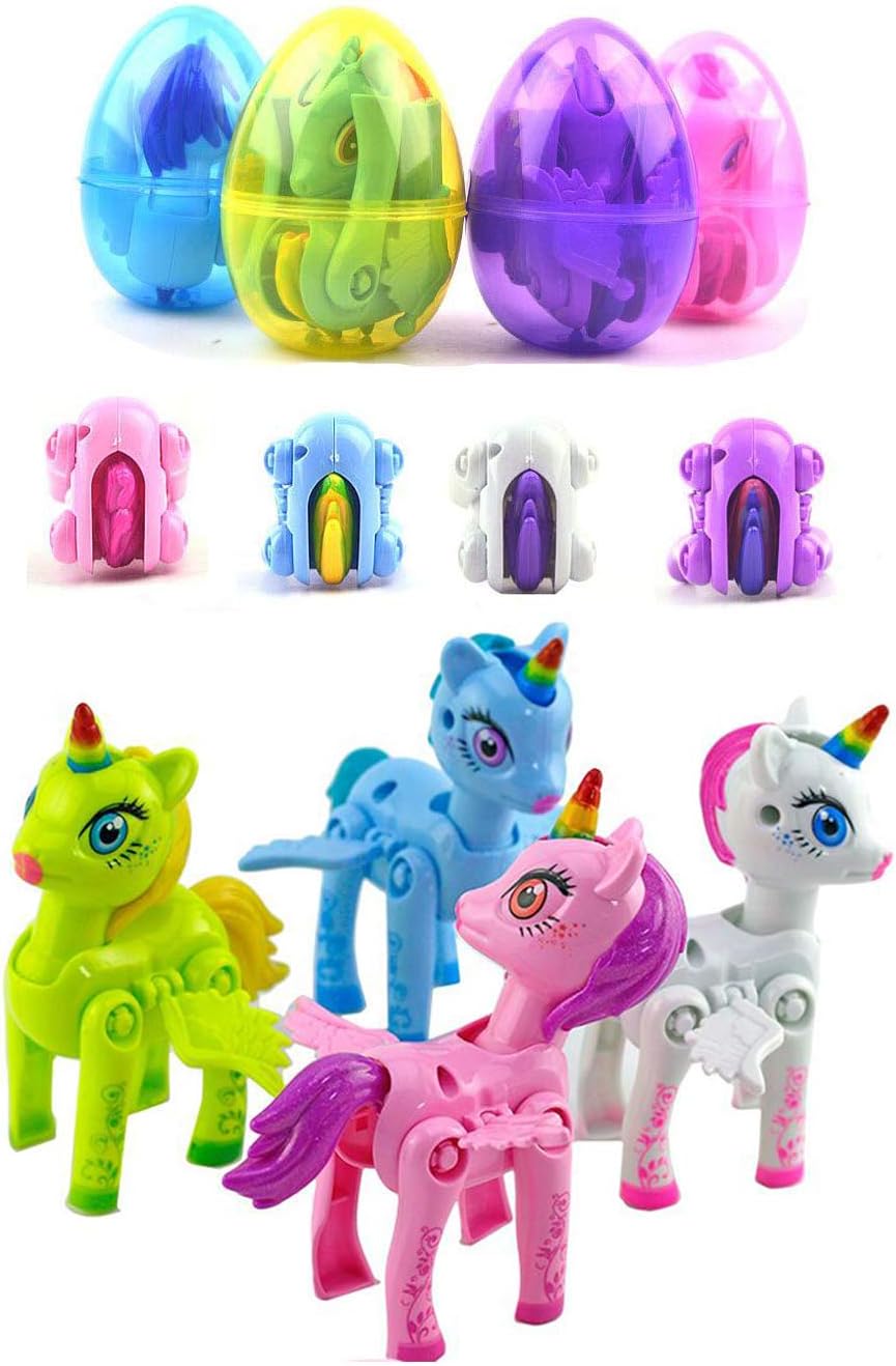 LXSLFY Easter Egg Giant Pony Unicorn Transforming Toy Unicorn Building Block Toy, Girl Boy Easter Basket Filler