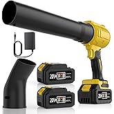 Leaf Blower Cordless, Extended Nozzle, 2 x Batteries, 1x Charger Lightweight Handheld Design, Blower for Patio Cleaning, Car Blowing Water, Blowing Leaves and Dust