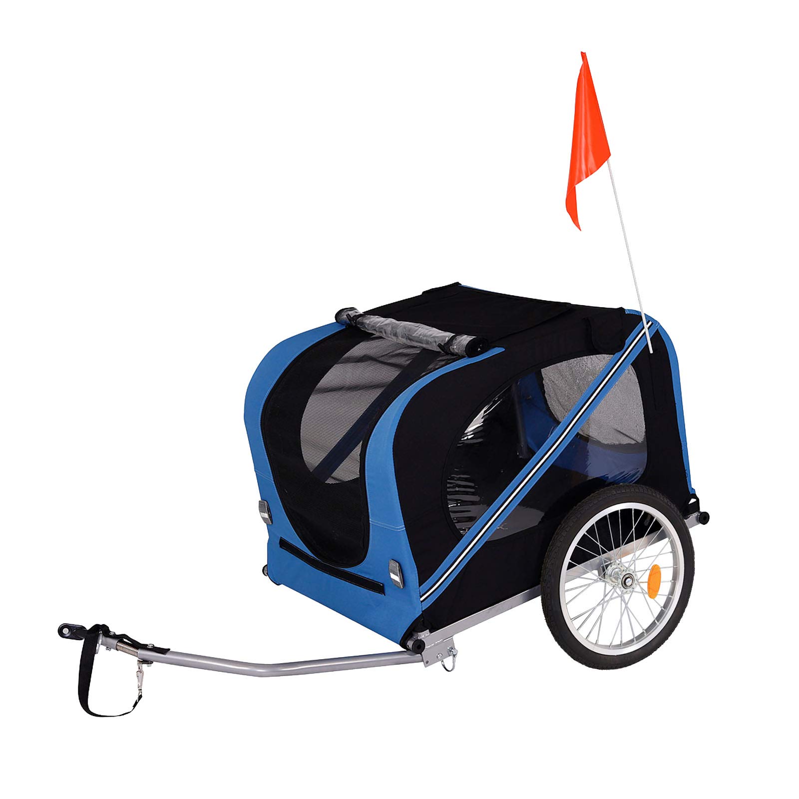 lionto Bicycle Trailer for Dogs with Towing Hitch and Seat Belts Dog Trailer Blue/Black — image 1