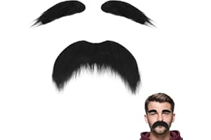 CYTOKIO Fake Mustache and Eyebrows Self Adhesive Fake Beard Fake Mustache Set Costume Accessories for Halloween Party Favor Men Women