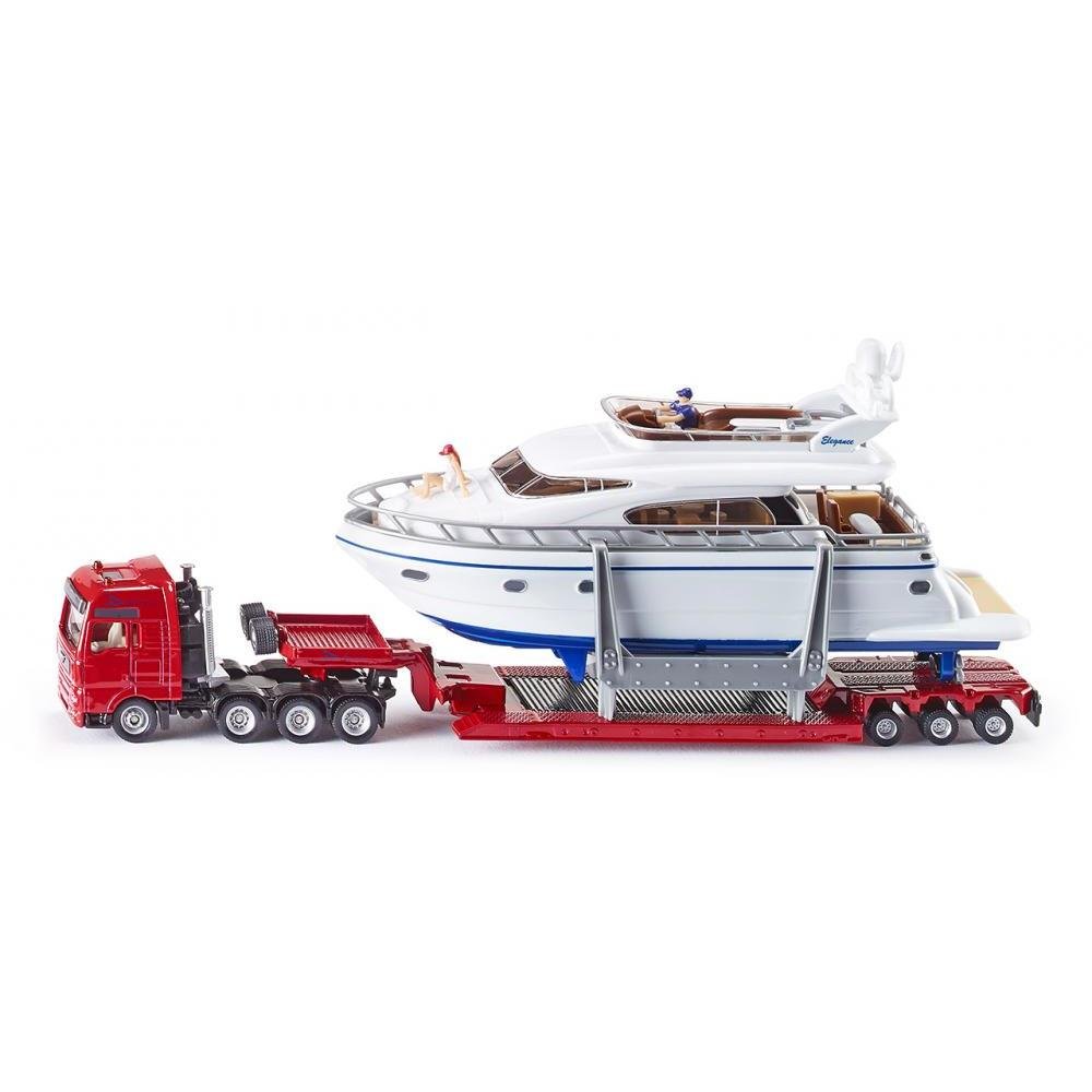 siku 1849, Heavy Load Transporter with Yacht, 1:87, Metal,Plastic, Multicolour, Rubber tyres