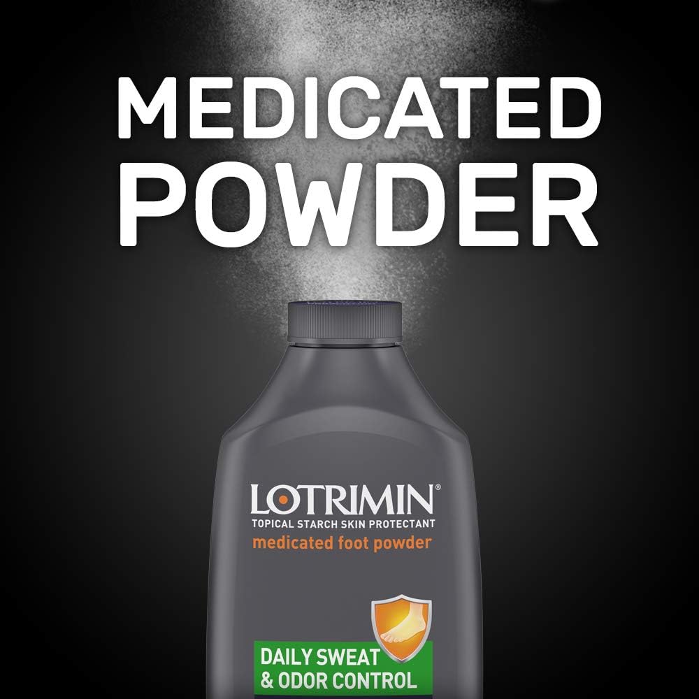 Lotrimin Daily Sweat & Odor Control Medicated Foot Powder, Topical Starch Skin Protectant, 6 Odor-Fighting Ingredients to Control Odor, 6.25 Ounce (177 Grams) Bottle: Health & Personal Care