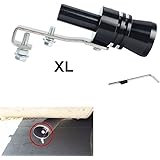 Dewhel Universal Aluminum Turbo Sound Exhaust Muffler Pipe Whistle Car Blow off valve BOV Tip Simulator Whistler (XL-Black)