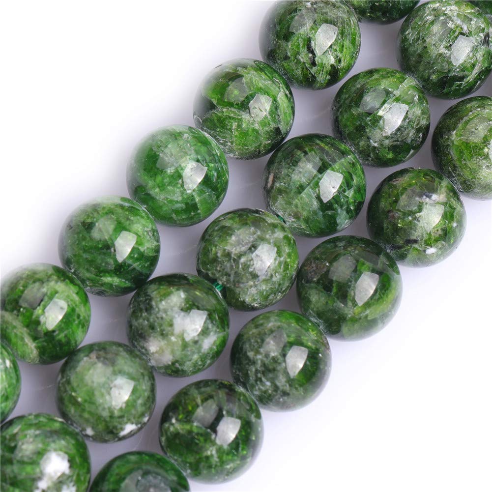 12mm Green Diopside Semi Precious Gemstone Round Smooth Loose Beads for Jewellery Making DIY Handmade Craft Supplies 15"