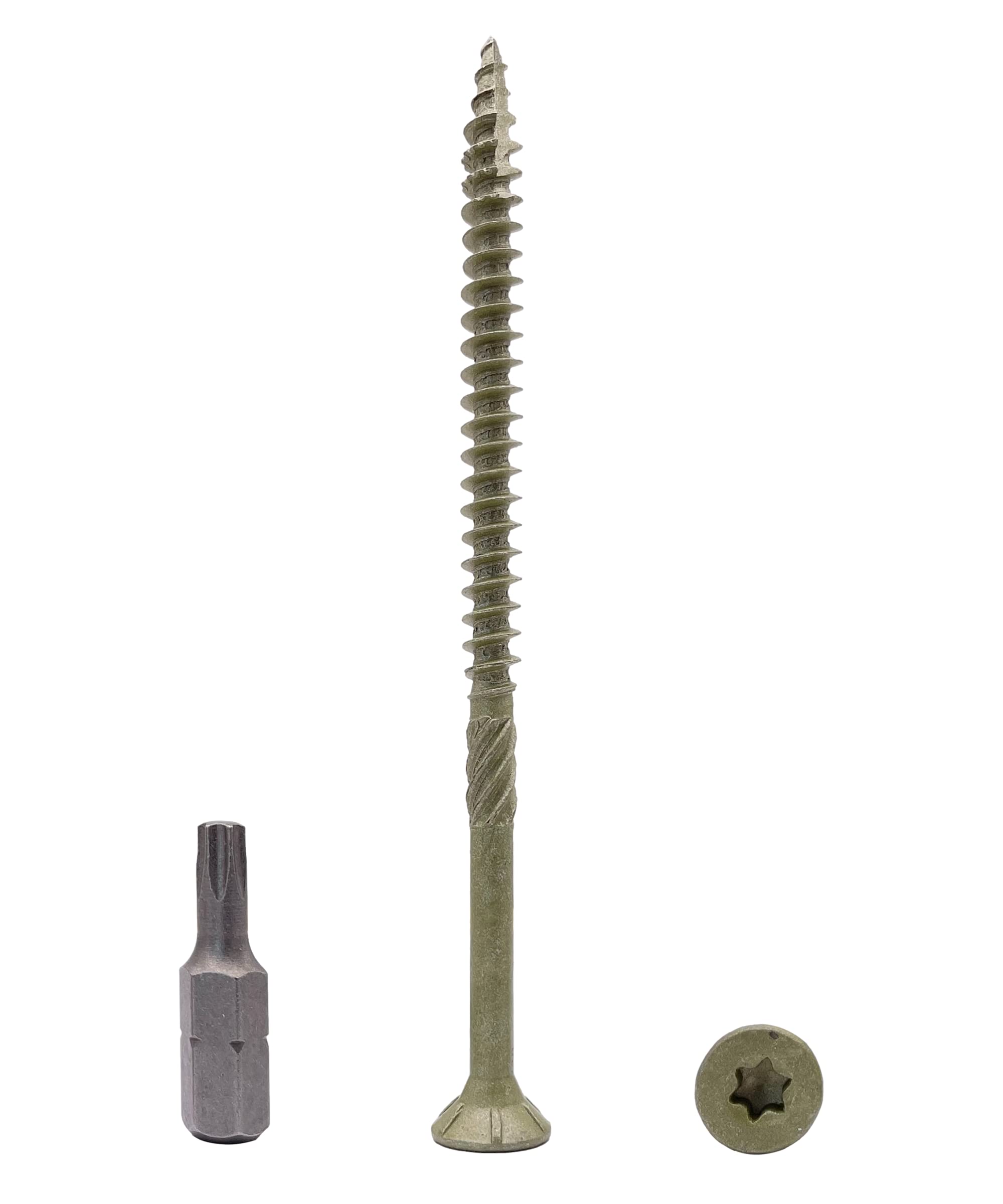 Marcopol (Pack of 200 pcs) Green Anti-corrosion Finish 5.0 x 90 mm Timber Decking Screws, Wood Screws, Torx Head, Type 17, Countersunk Head, Exterior Screw (200, 5.0 x 90 mm)