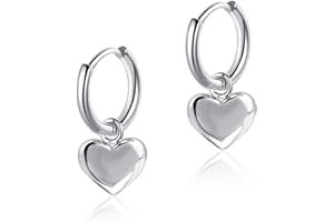 Heart Dangle Silver Earrings Hypoallergenic Heart Huggie Hoop Earring Cute Earrings for Women
